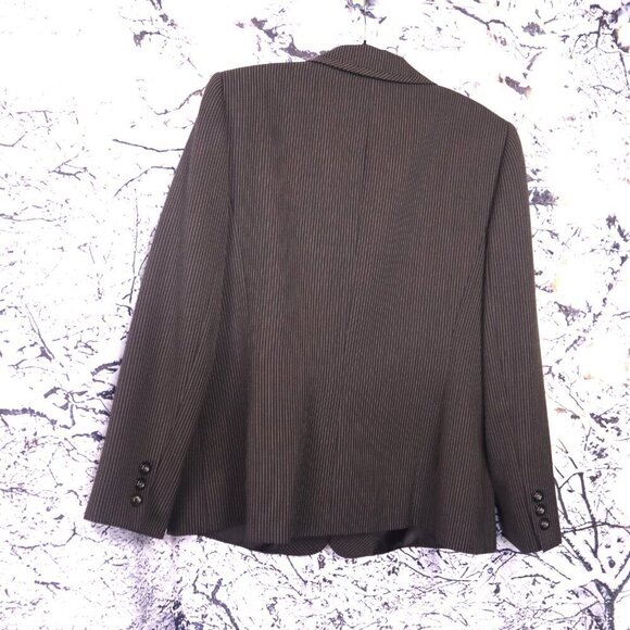 PINSTRIPE BLAZER 14 Tahari Black White Warm Fall Spring Work Office Jacket Suit - Picture 6 of 7